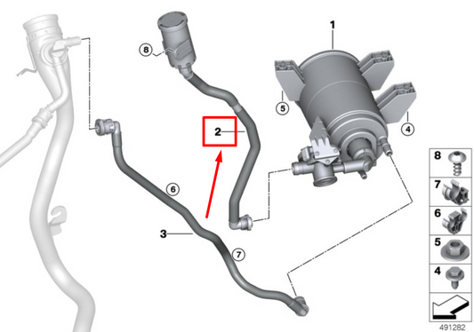 new bmw 3 g20, g28 vent pipe w/dust filter 16137466189 7466189 original