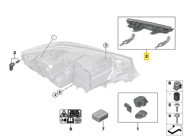 NEW BMW 3 G20 FRONT LEFT HEADLIGHT BRACKET MOUNT 63118496141 ORIGINAL