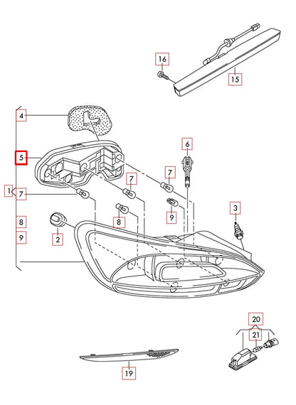 NEW VOLKSWAGEN SCIROCCO REAR RIGHT HEADLIGHT BULB CARRIER 1K8945258C