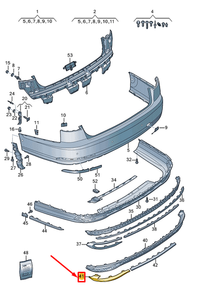 new audi a8 d5 rear right bumper trim 4n0807834e3q7 original