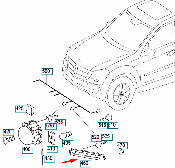 NEW MERCEDES-BENZ GL-CLASS X164 FRONT RIGHT DRL LIGHT A1649060451 ORIGINAL
