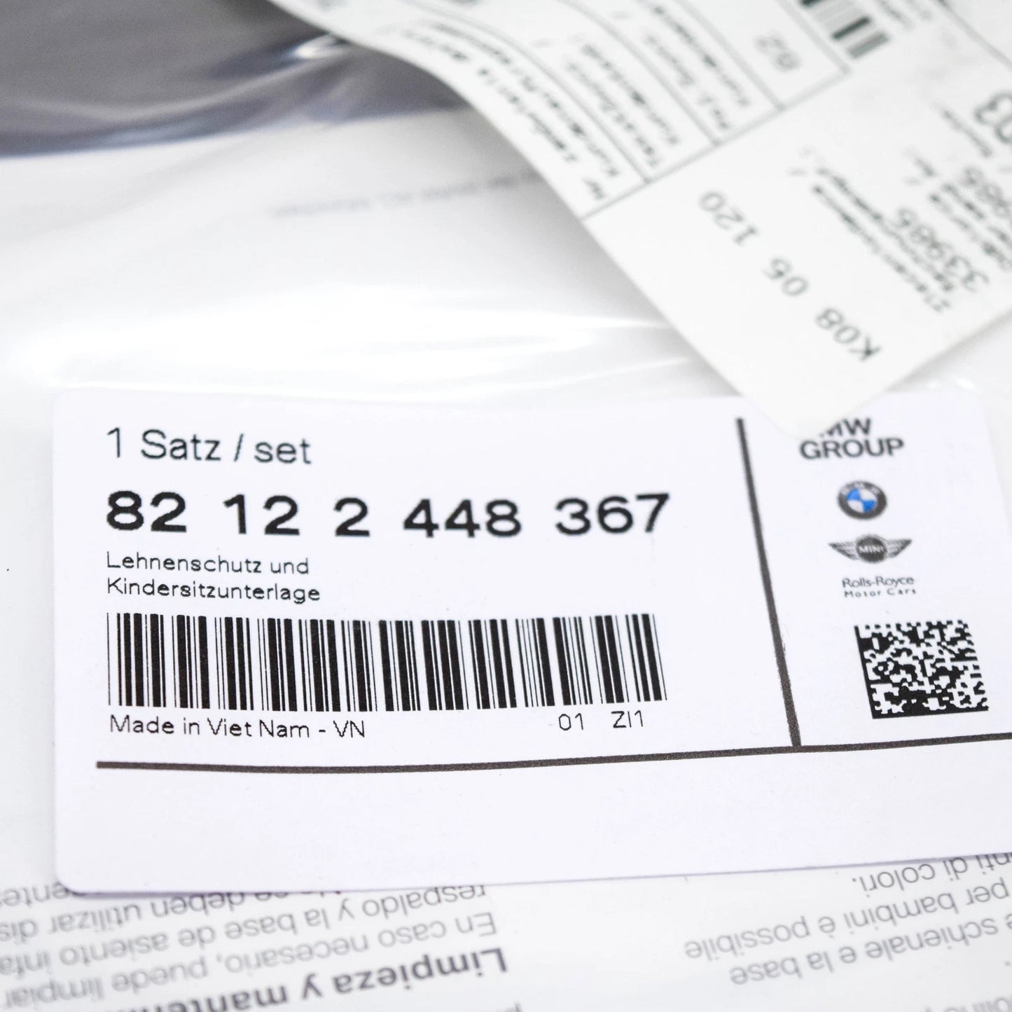 NEW BMW 1 F20 BACKREST COVER CHILD RESTRAINT SEAT UNDERLAY 82122448367 ORIGINAL