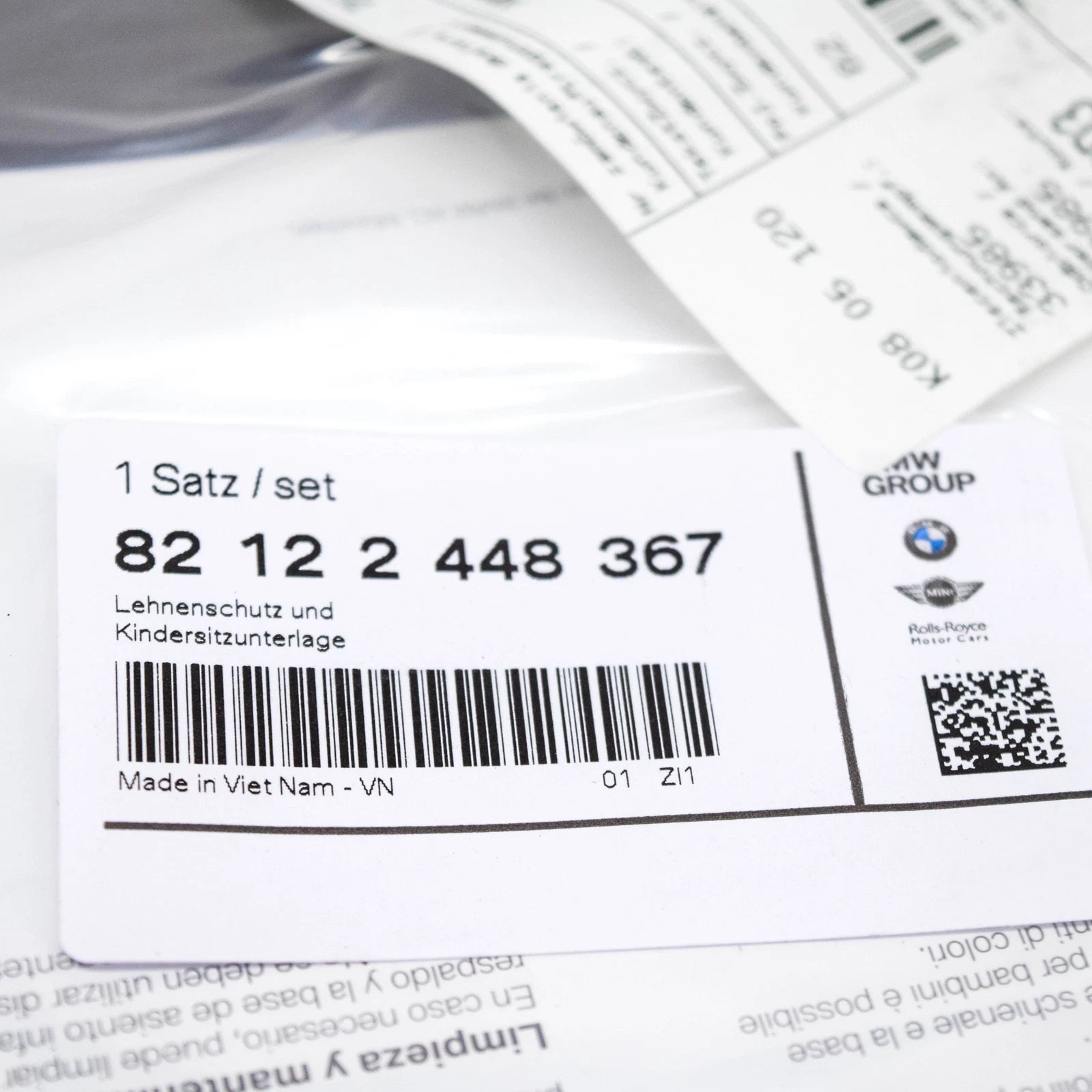 NEW BMW 1 F20 BACKREST COVER CHILD RESTRAINT SEAT UNDERLAY 82122448367 ORIGINAL