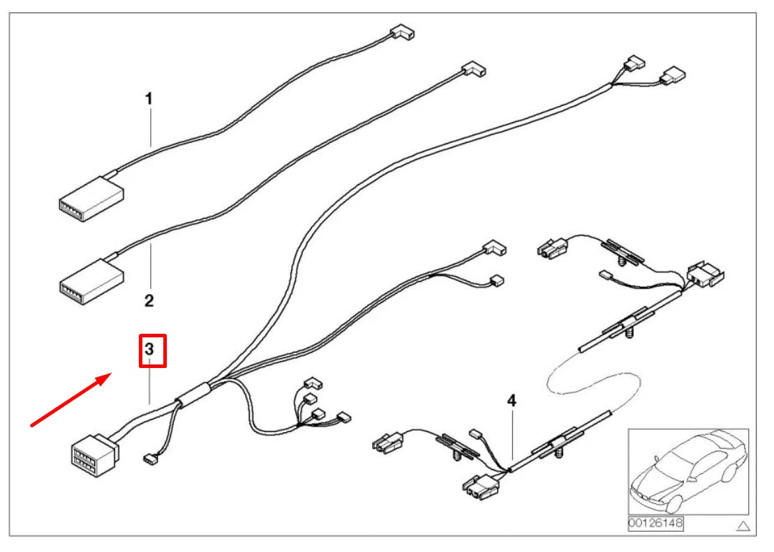 NEW BMW 3 CABRIO E46 LEFT CONVERTIBLE WIRING HARNESS 8243267 54348243267