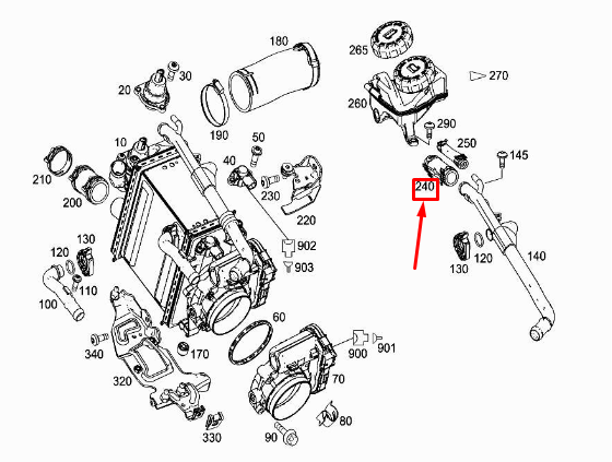 new mercedes-benz s w222 engine coolant water return pipe a1772000300 original