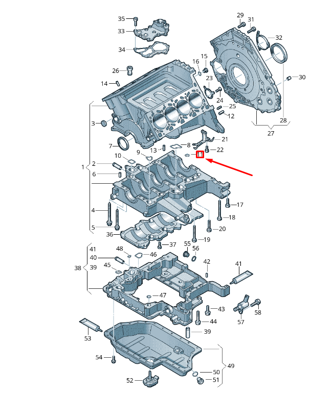 new vw touareg 7p mk2 crankcase housing seal 079103121ac original