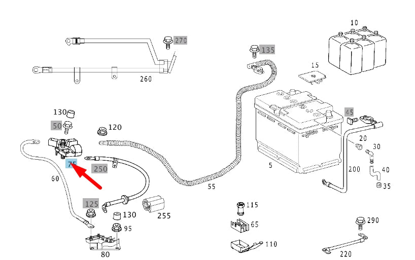 NEW MERCEDES-BENZ E W210 BATTERY CABLE LINE CONNECTOR A2105460141 ORIGINAL