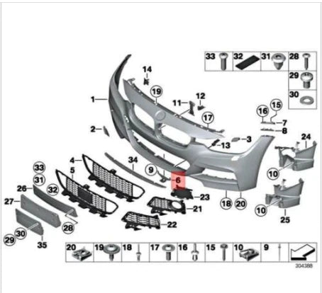 NEW BMW 3 F30 M FRONT BUMPER ACC HOLDER 51118056106 8056106 ORIGINAL