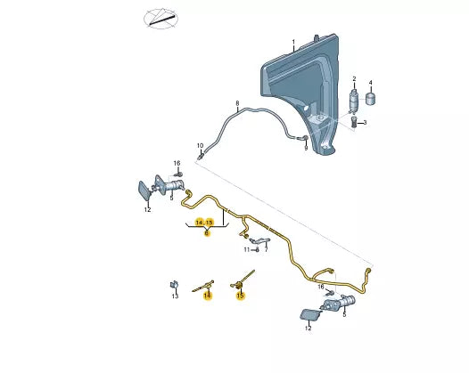 NEW AUDI Q7 4M FRONT HEADLIGHT WASHER NOZZLE HOSE 4M0955970D