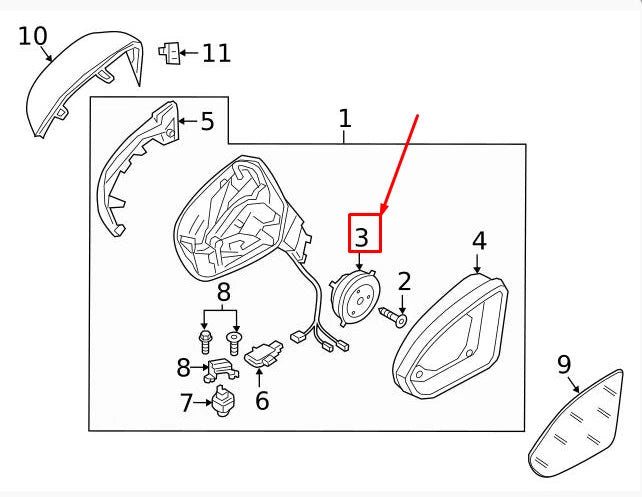NEW VW TOUAREG CR FRONT LEFT SIDE VIEW MIRROR ADJUSTER LHD 3G0959578 ORIGINAL