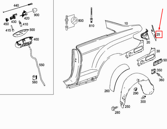 new mercedes-benz e coupe c207 rh tail lamp pocket extension a2076300805