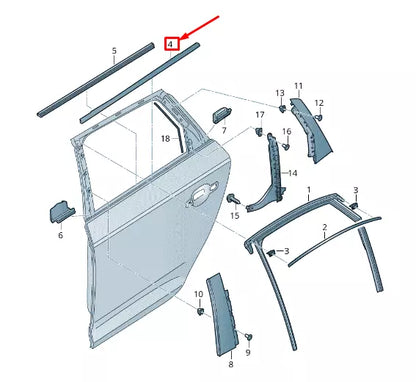 NEW AUDI Q5 FY REAR RIGHT OUTER DOOR WINDOW APERTURE SEAL 80A839478A