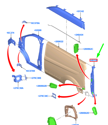 new ford tourneo custom left luggage compartment drain trough 1873416 original