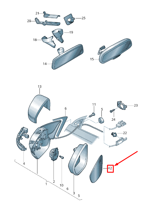 NEW VW JETTA MK6 16 FRONT LEFT DOOR MIRROR GLASS 5C6857521G ORIGINAL