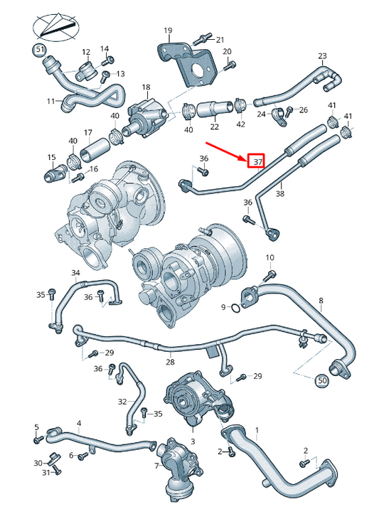 new audi a6 c8 right engine coolant feed pipe 06m145910g original