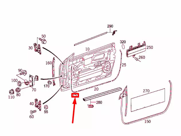 NEW MERCEDES-BENZ CLK C209 FRONT DOOR LEFT FRONT RAIL A2097270135 ORIGINAL