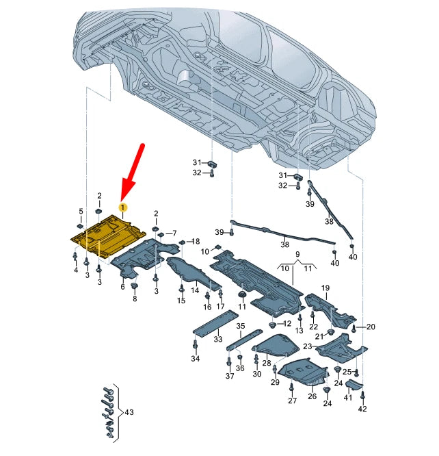 NEW AUDI A8 4N D5 FRONT ENGINE UNDERSHIELD 4N0825235L ORIGINAL