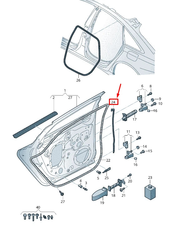 NEW AUDI A6 C8 REAR LEFT OUTER DOOR SHELL SEAL 4K0839717
