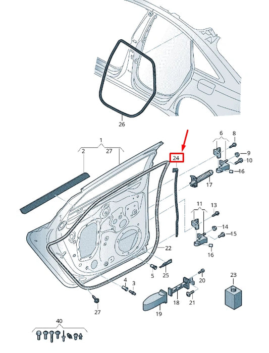 NEW AUDI A6 C8 REAR LEFT OUTER DOOR SHELL SEAL 4K0839717
