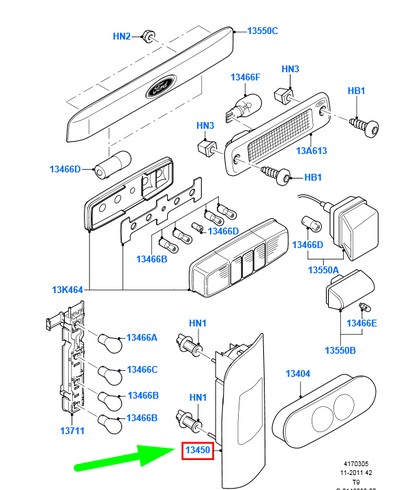 new ford transit mk3 rear left taillight 1435881 6c11-13451-aa original