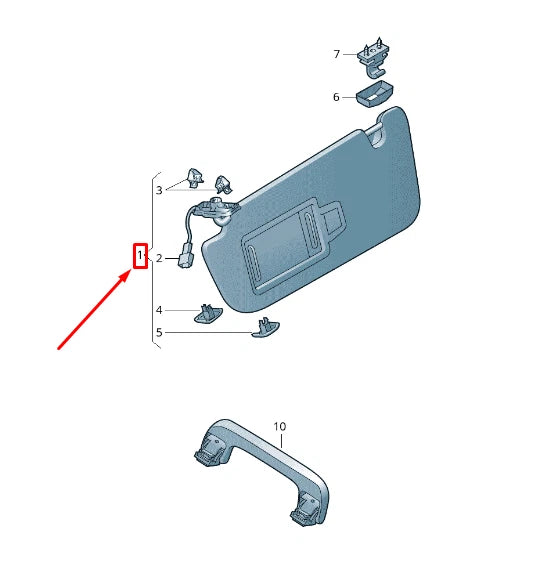 NEW AUDI A6 C8 RIGHT SIDE SUN VISOR RHD 4K0857552B 3FW 4K0857552B3FW ORIGINAL