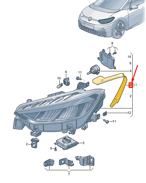 new vw id.3 e11 left side headlight seal 10a941119 original