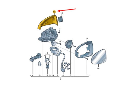 NEW VW TOUAREG 7P5 FRONT RIGHT DOOR MIRROR COVER 7P6857538BGRU ORIGINAL