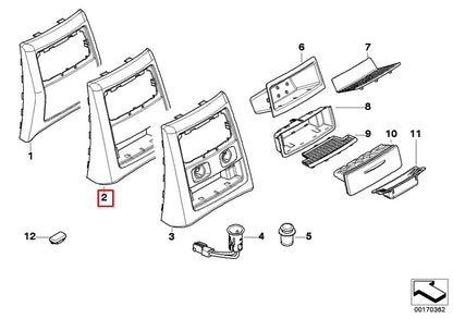 NEW BMW 3 E90 CENTER CONSOLE REAR PART 51167145682 2011 ORIGINAL
