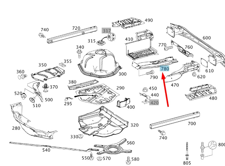 NEW MERCEDES-BENZ E S212 THIRD ROW SEAT REINFORCEMENT A2126100025 ORIGINAL