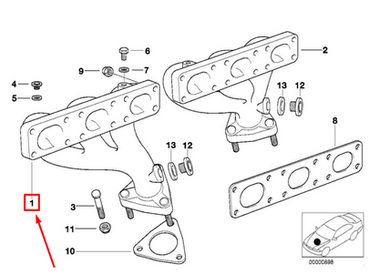 new bmw 3 compact e36 front exhaust manifold 1744250 11621744250 original