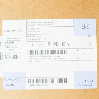 NEW BMW X5 E53 REAR LEFT DOOR HANDLE CARRIER 51228243635 ORIGINAL