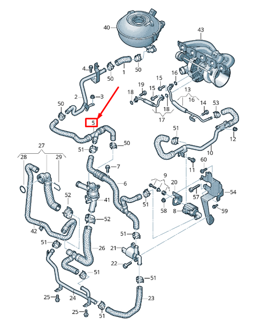 new audi rs3 engine coolant hose 07k121109d original
