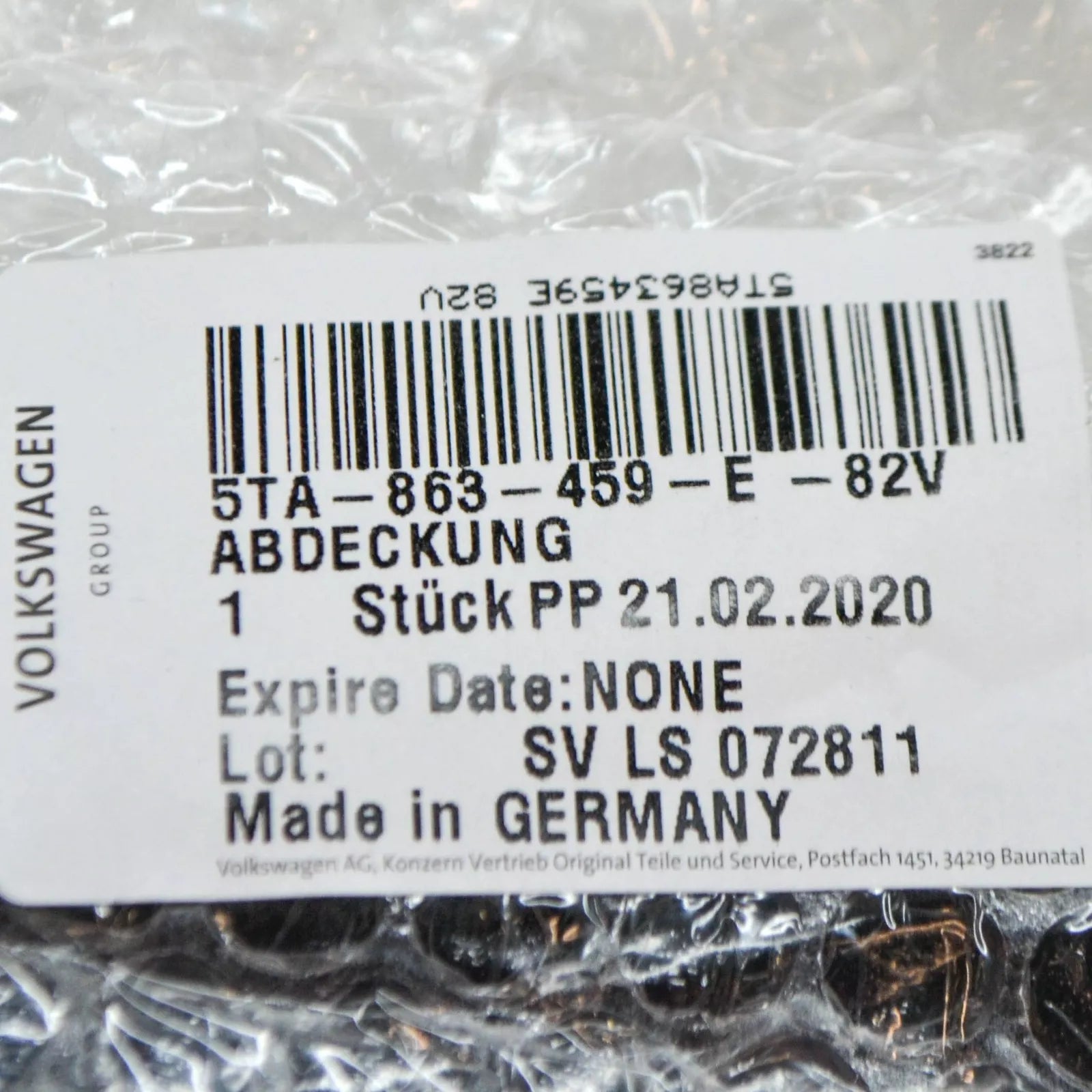 NEW VOLKSWAGEN TOURAN 5T REAR LUGGAGE TRUNK LOCK TRIM 5TA863459E82V ORIGINAL