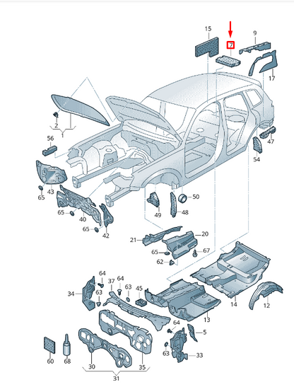 NEW VW TOUAREG 7P MK2 BOOT FLOOR PLATE DAMPING 7P0863777 ORIGINAL