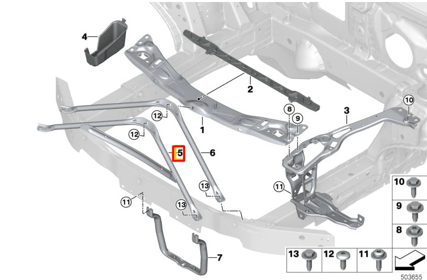NEW BMW 1 F40 FRONT PANEL A-SUPPORT 51647476044 ORIGINAL