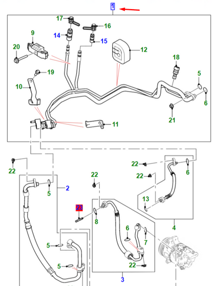 new jaguar e-pace x540 a/c air con hose pipe j9c33224 original