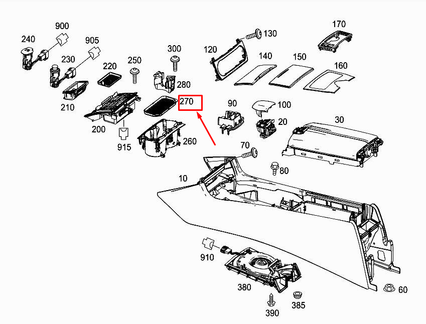 new mercedes-benz cls c218 stowage compartment insert a2186890196 original
