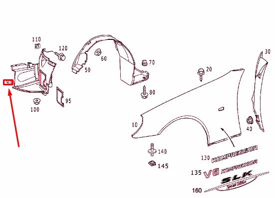 NEW MERCEDES-BENZ SLK R170 FRONT LEFT WHEEL ARCH COVER A1706901930 ORIGINAL