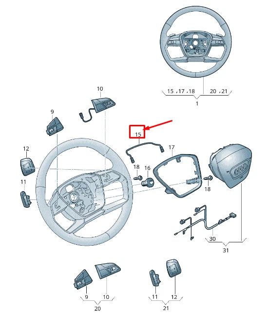 NEW AUDI E-TRON GEN STEERING WHEEL WIRING HARNESS 4N0971589A