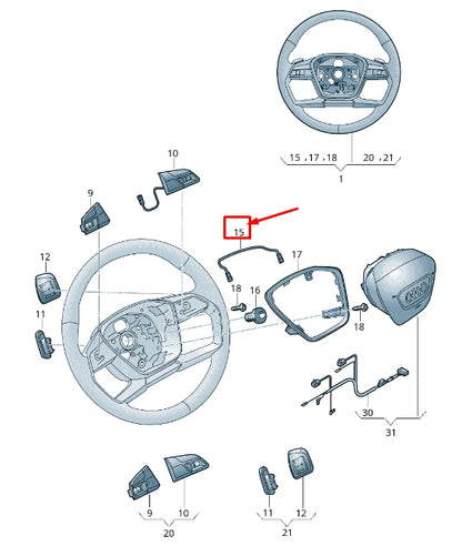 NEW AUDI E-TRON GEN STEERING WHEEL WIRING HARNESS 4N0971589A