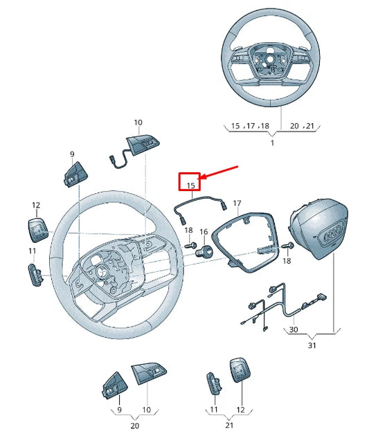 NEW AUDI E-TRON GEN STEERING WHEEL WIRING HARNESS 4N0971589A