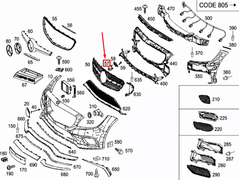 NEW MERCEDES-BENZ CLS C218 FRONT BUMPER AREA CAMERA COVER A2188852122 ORIGINAL