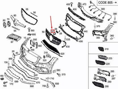 NEW MERCEDES-BENZ CLS C218 FRONT BUMPER AREA CAMERA COVER A2188852122 ORIGINAL