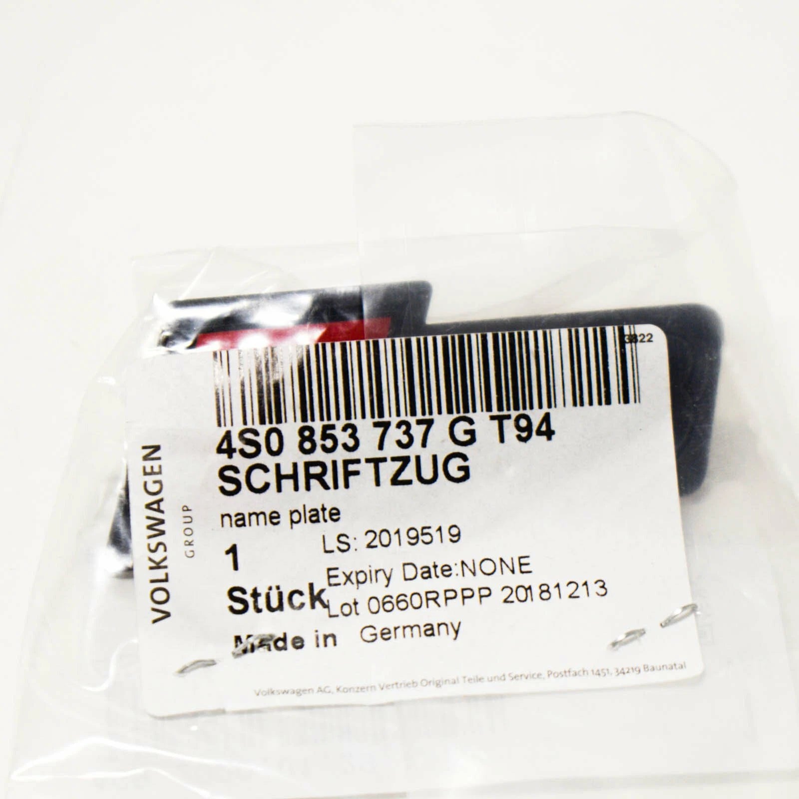 NEW AUDI R8 4S FRONT BUMPER RADIATOR GRILLE EMBLEM LOGO 4S0853737GT94