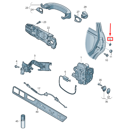 new vw touareg 7p mk2 rear door grommet 861877399 original