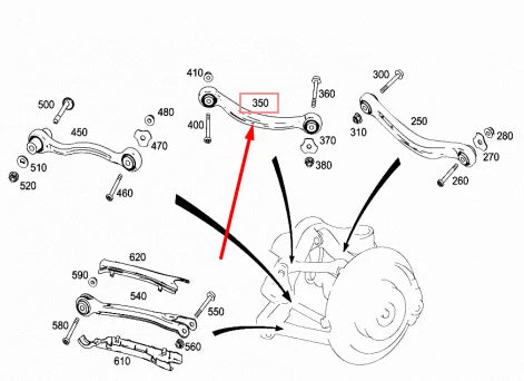 NEW MERCEDES-BENZ E-CLASS W212 REAR LEFT WISHBONE A2043502106 ORIGINAL