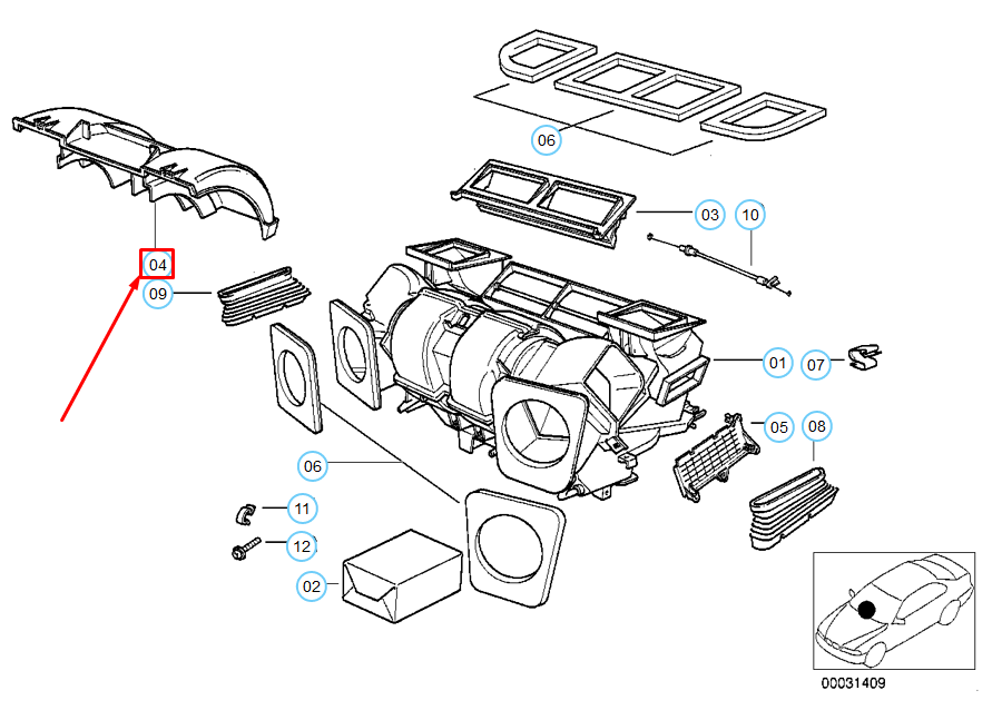 new bmw 5 e39 heater blower cover 64118385677 8385677 original