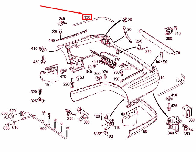 NEW MERCEDES-BENZ E S211 REAR RIGHT BUMPER CHROME MOLDING A2118850474 ORIGINAL
