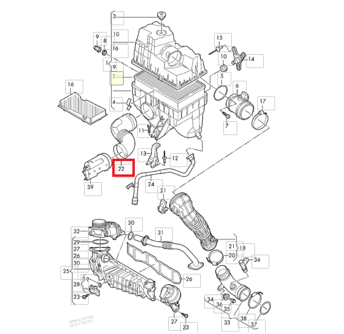 NEW VOLSKWAGEN TRANSPORTER T6 AIR CLEANER INTAKE HOSE 7E0129578B ORIGINAL