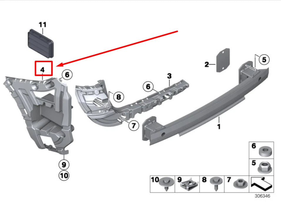 NEW BMW X3 F25 REAR LEFT BUMPER BRACKET 7210077 51127210077 ORIGINAL